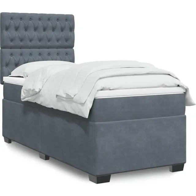 vidaXL Boxspring met matras fluweel donkergrijs 90x190 cm grijs