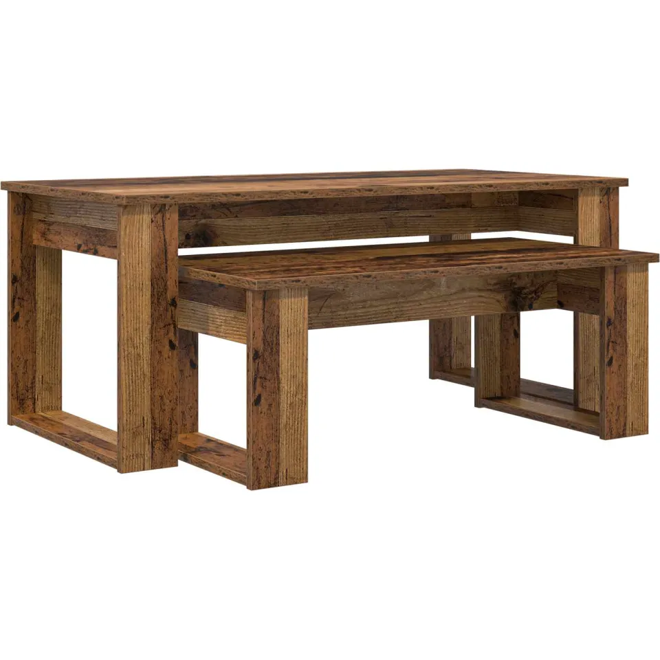 vidaXL Koffietafel Set 2 st Oudhout 100 x 50 x 42 cm Bewerkt hout bruin, foto 3