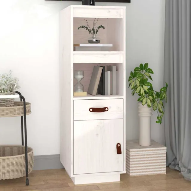 vidaXL Hoge kast 34x40x108,5 cm massief grenenhout wit