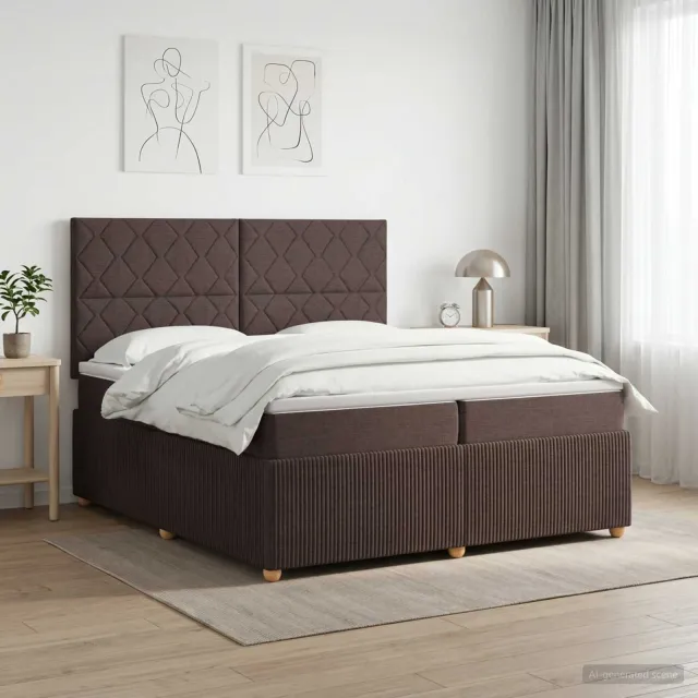vidaXL Boxspringbed met matras Donkerbruin 200 x 200 cm Stof