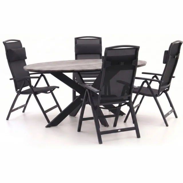 Forza Furniture Forza Capri/Fidenza ovaal 180cm dining tuinset 5-delig verstelbaar