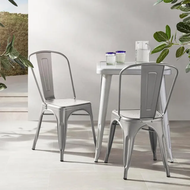 Laura Eetkamerstoelen Metaal Stapelbaar Zwart 51 x 43 x 85 cm – Bistro Stoelen voor Keuken, Eettafel, Binnen & Buiten – Duurzaam, Waterbestendig en Comfortabel – Set van 4 | Laura