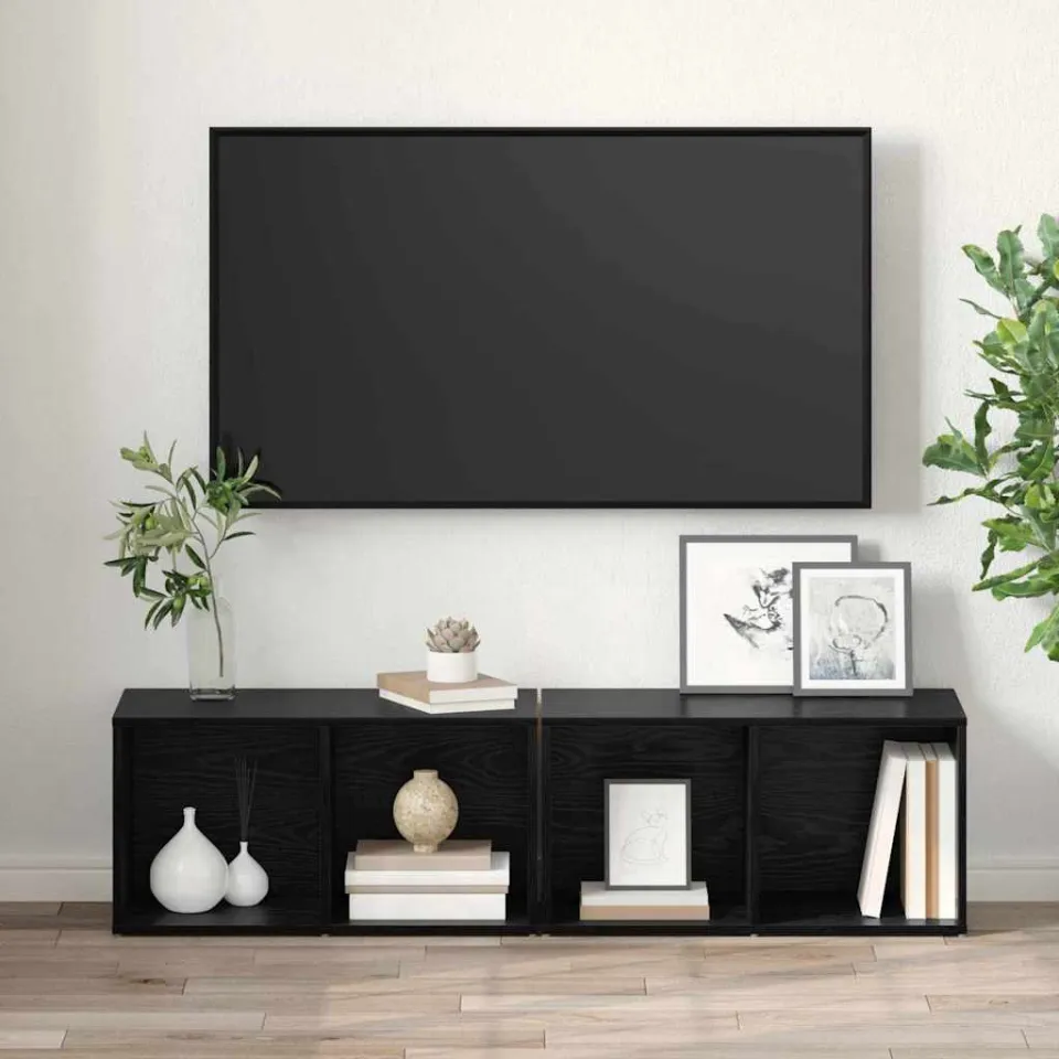 vidaXL Tv-meubelset 2 st 37 x 35 x 72 cm Zwart Eiken, foto 3
