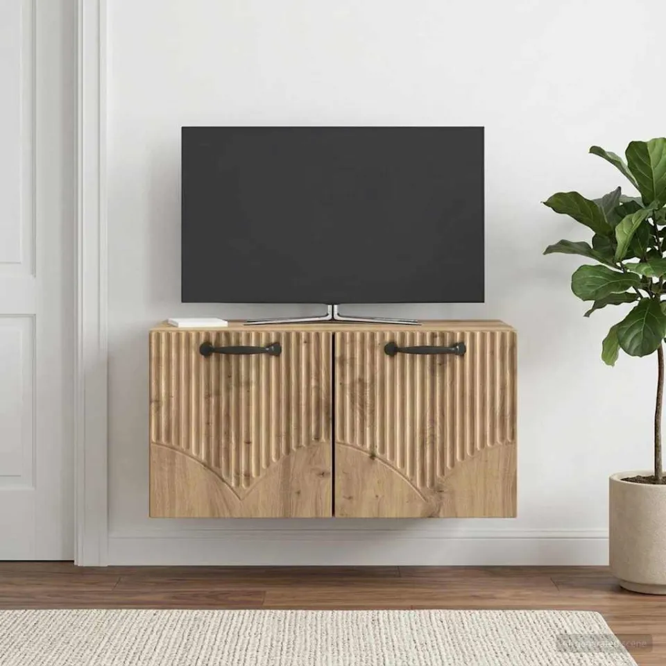 vidaXL Wandbeugel TV-kast 59,5 x 31 x 30 cm Artisanaal eiken, foto 4