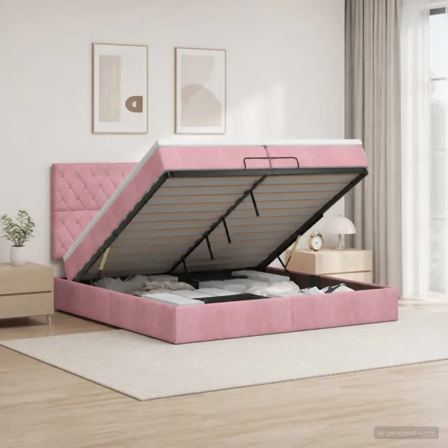 vidaXL Ottoman bed met matras met hoofdeinde Roze 200 x 200 cm Fluweel