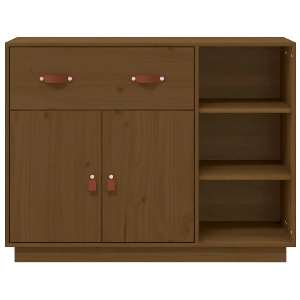 vidaXL Dressoir 98,5x40x75 cm massief grenenhout honingbruin bruin, foto 4