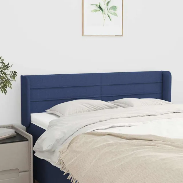 vidaXL Hoofdbord met randen 147x16x78/88 cm stof blauw