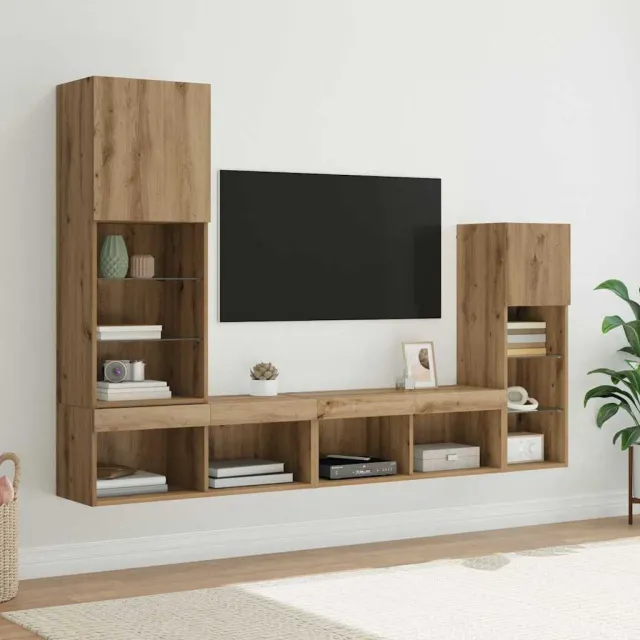 vidaXL TV Wandmeubels 4 st Artisan Eiken Bewerkt hout
