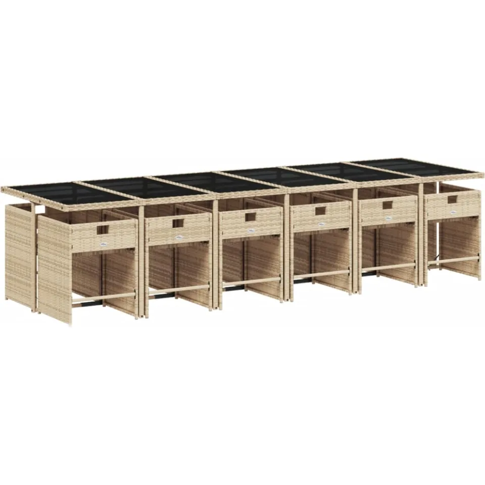 vidaXL 13-delige Tuinset met kussens poly rattan beige