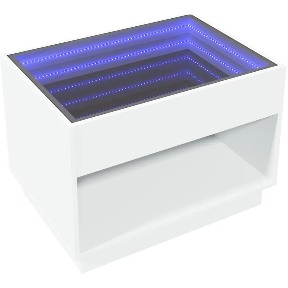 vidaXL Salontafel met Infinity LED 70x50x50 cm wit