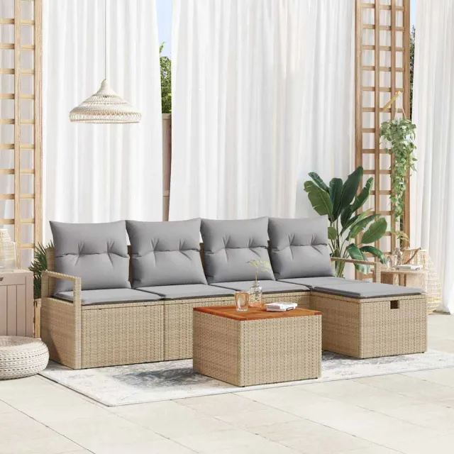 vidaXL Tuinbankenset 6 st Beige poly rattan, foto 2
