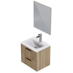 Talesa Badmeubelset Sophia Wastafelonderkast 60cm Met Kolomkast 180cm In Eiken Beige