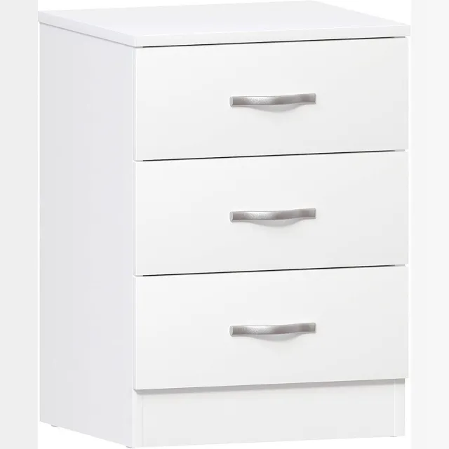 Famanu Nachtkastje met 3 lades, wit, modern design voor slaapkamer, 56 x 40 x 36 cm rood