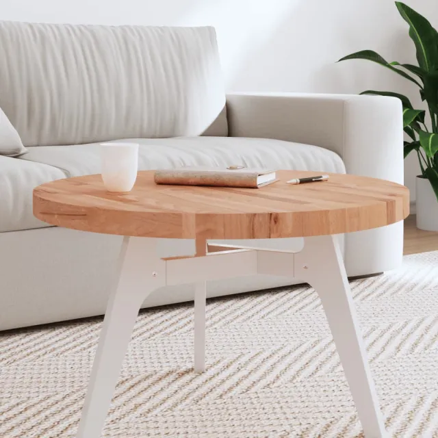 vidaXL Tafelblad rond Ø70x4 cm massief beukenhout bruin, foto 2