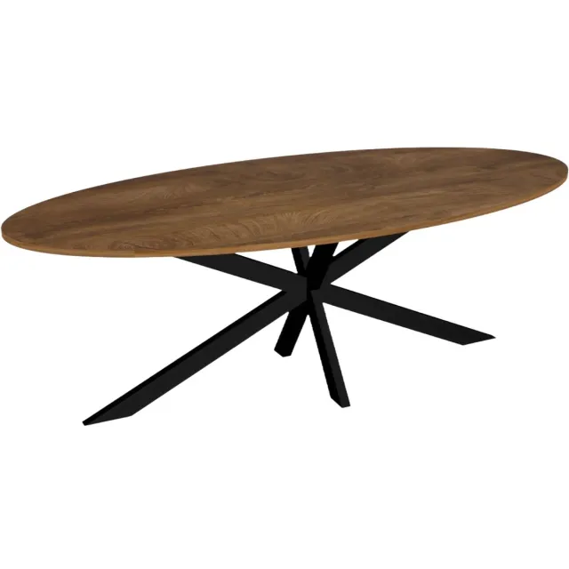 Lizzely Garden & Living Eettafel ovaal 240cm Rato bruin ovale tafel MDF eetkamertafel