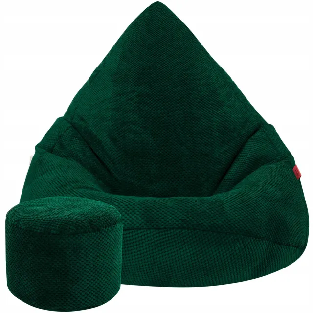 Cronen Velours Sako Poef met Voetenbankje - Groen - 110 cm