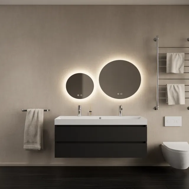 Gliss Design Badkamermeubelset Gliss Design Milan Met Lako Wastafel 120 cm Mat Zwart (Keuze Wastafel)