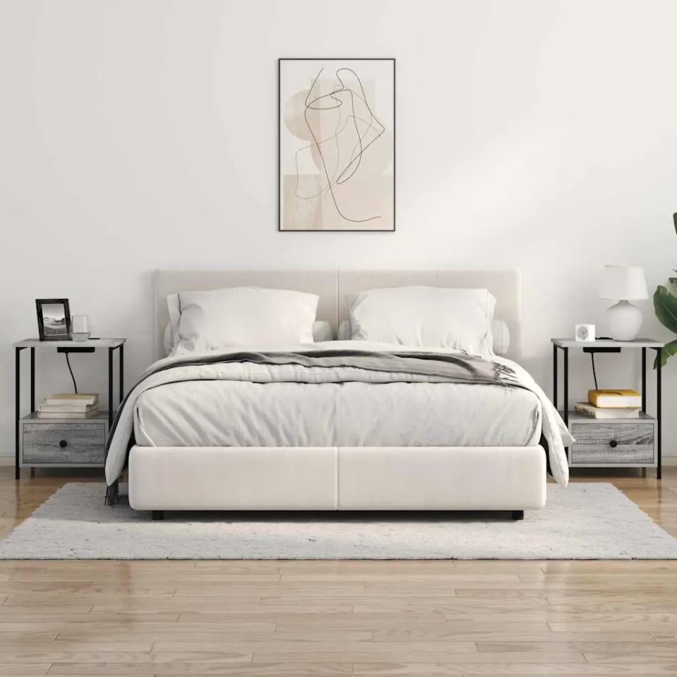 vidaXL Nachtkastje 2 st Grijs Sonoma 42 x 41 x 56 cm Bewerkt hout, foto 4