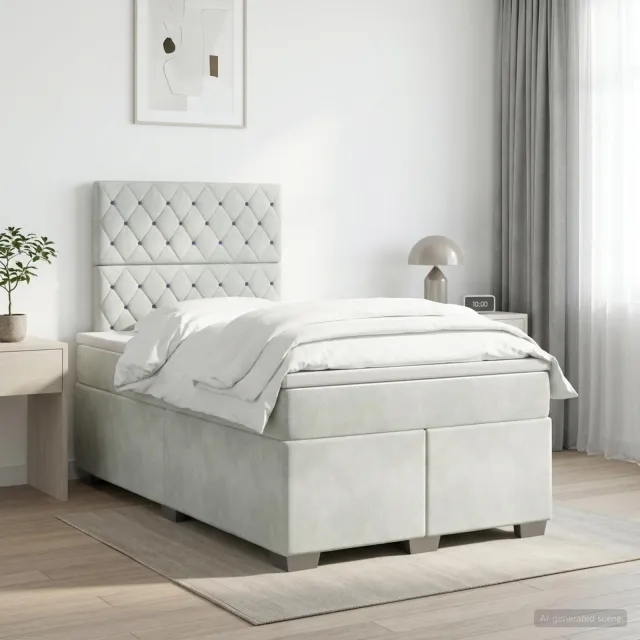 vidaXL Boxspringbed met matras Lichtgrijs 120 x 190 cm Fluweel