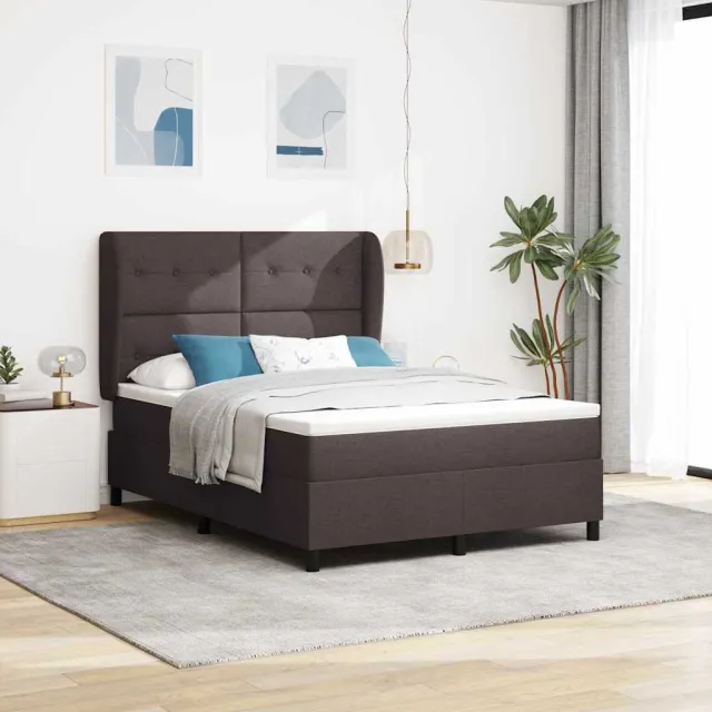 vidaXL Boxspring bed met hoofdeinde Donkerbruin 140 x 200 cm Stof