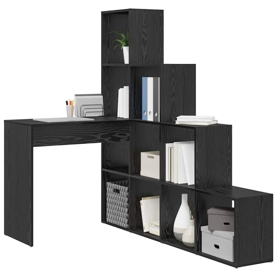 vidaXL Hoekbureau Zwart Eiken 101,5 x 149,5 x 149,5 cm Bewerkt hout, foto 3