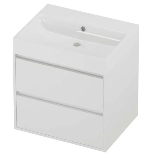Proline Podium Badmeubelset Polystone Loft 60x46x62 cm Glans Wit Mat White Mat Wit