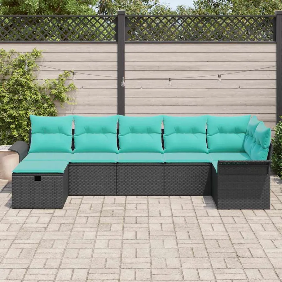 vidaXL Tuin Sofa Set 7 st Poly riet bruin, foto 3