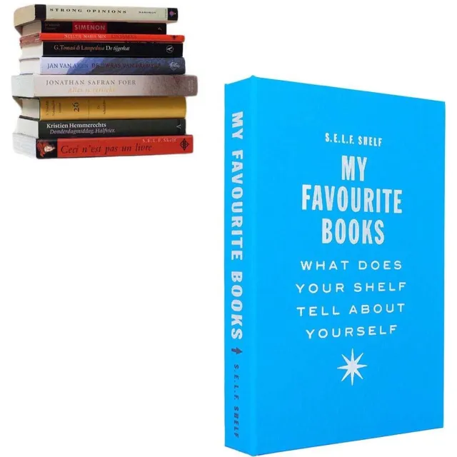 Cleverline Selfshelf - Zwevende boekenplank - Linnen - Aqua Blauw - My favourite books - L 22,5 x B 15,5 x H 3,5 cm Aquablauw