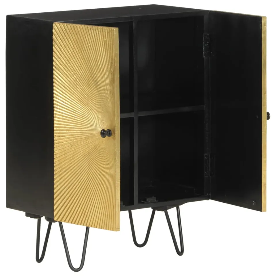 vidaXL Dressoir 55x30x75 cm massief mangohout goud, foto 2