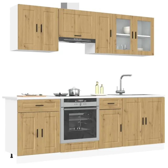 vidaXL 8-delige Keukenkastenset Kalmar bewerkt hout artisanaal eiken Bruin