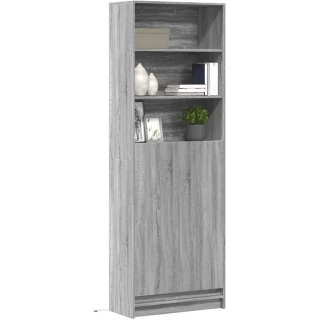 vidaXL Hoge kast met LED 69x32,5x200 cm bewerkt hout grijs sonoma