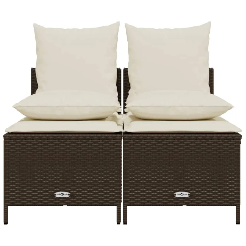 vidaXL 4-delige Loungeset met kussens poly rattan bruin