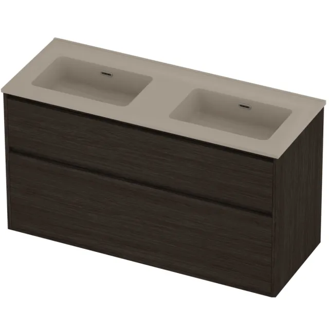 Proline Tribute Badmeubelset Porselein Elegant Greeploos 120x46x67 cm Mat Crème Cotton Mokka Oak Eiken