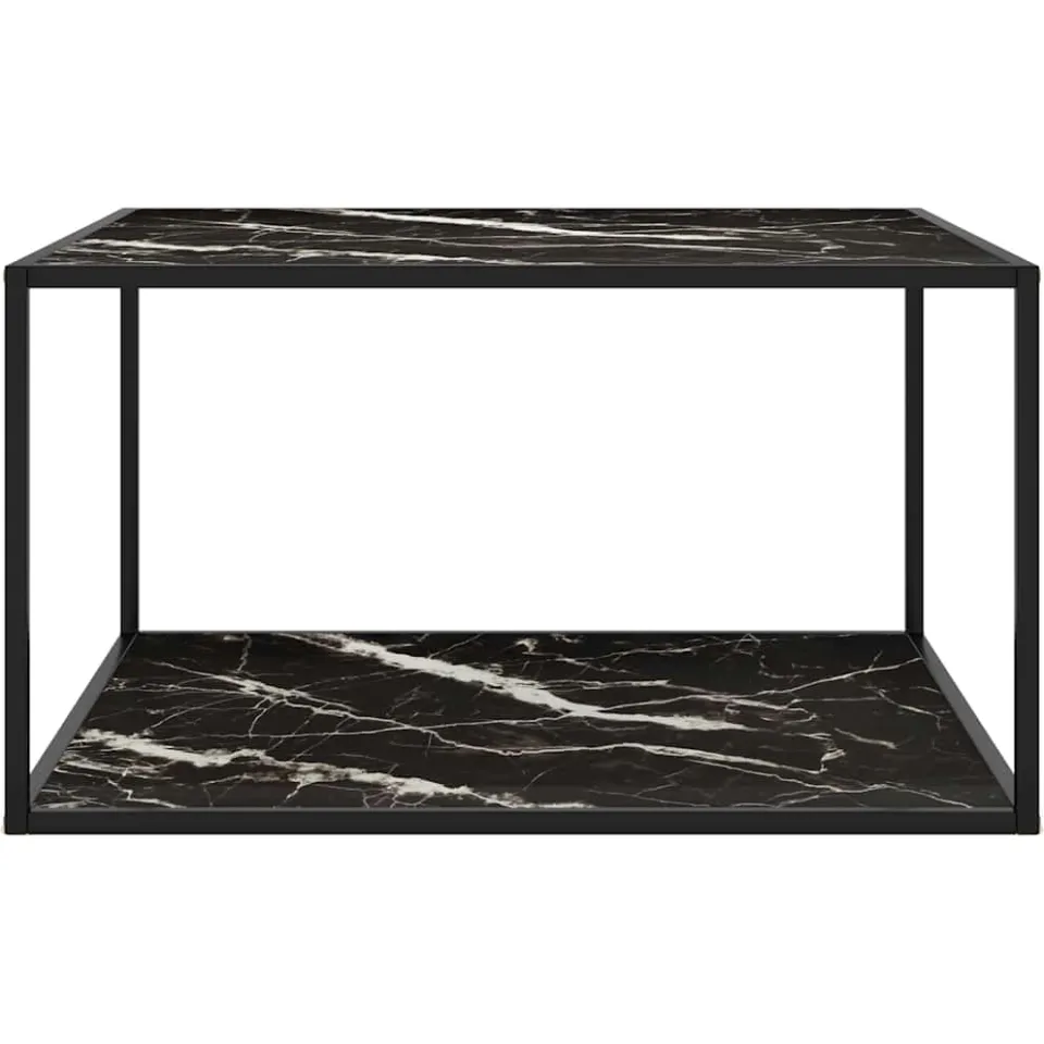 vidaXL Salontafel met zwart marmerglas 90x90x50 cm zwart, foto 2