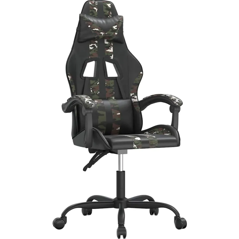 vidaXL Gamestoel draaibaar kunstleer zwart en camouflage, foto 3