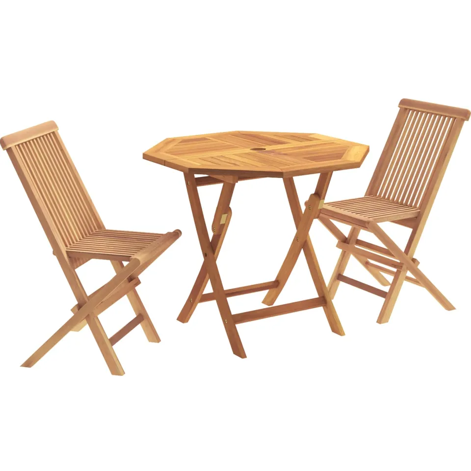 vidaXL 3-delige opvouwbare bistroset voor in de tuin Naturel Bruin