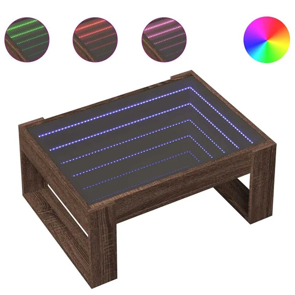 vidaXL Salontafel met Infinity LED 70x53x30 cm zwart, foto 4