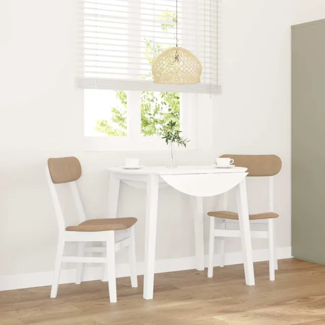 vidaXL Eetkamerstoelen met kussens 2 st massief hout rubber wit