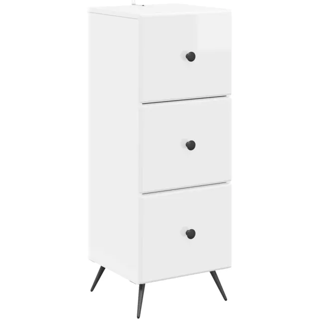 vidaXL Ladekast - Hoogglans - Wit - 33 - x - 34,5 - x - 90 - cm - Bewerkt - hout Hoogglans wit