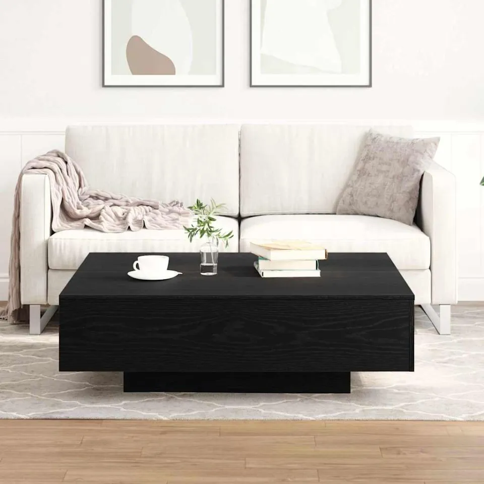 vidaXL Salontafel Zwart Eiken 100 x 100 x 31 cm, foto 3