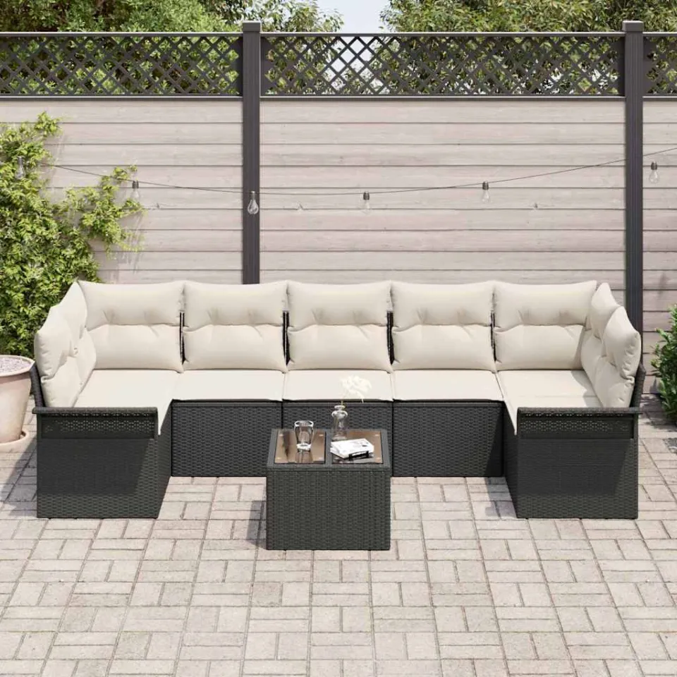 vidaXL Tuin Sofa Set 8 st Zwart poly rattan, foto 3