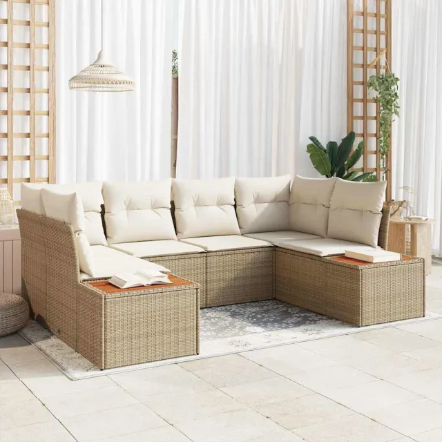vidaXL Tuin Sofa Set 6 st Beige poly rattan, foto 2