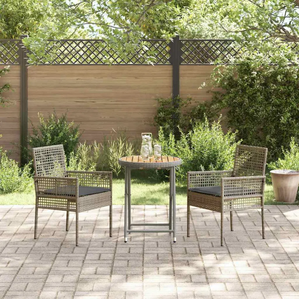 vidaXL Tuin Bistro Set 3 st Grijs poly rattan, foto 3