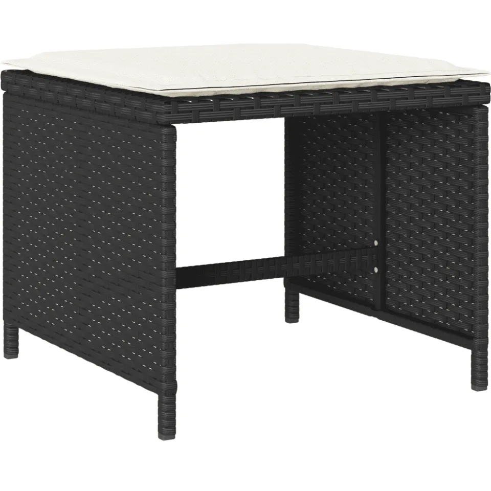 vidaXL 13-delige Tuinset met kussens poly rattan zwart