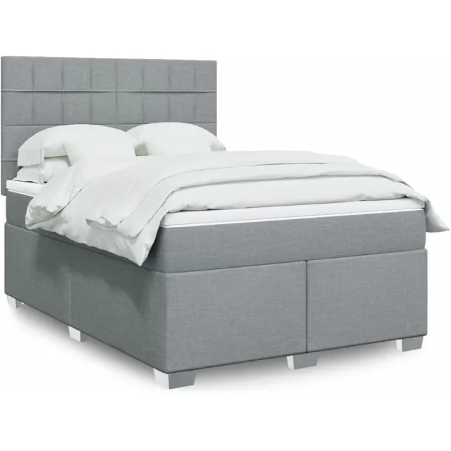 vidaXL Boxspring met matras stof lichtgrijs 160x200 cm grijs