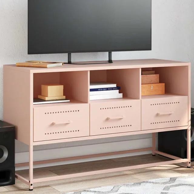 vidaXL Tv-meubel 100,5x39x60,5 cm staal roze, foto 2
