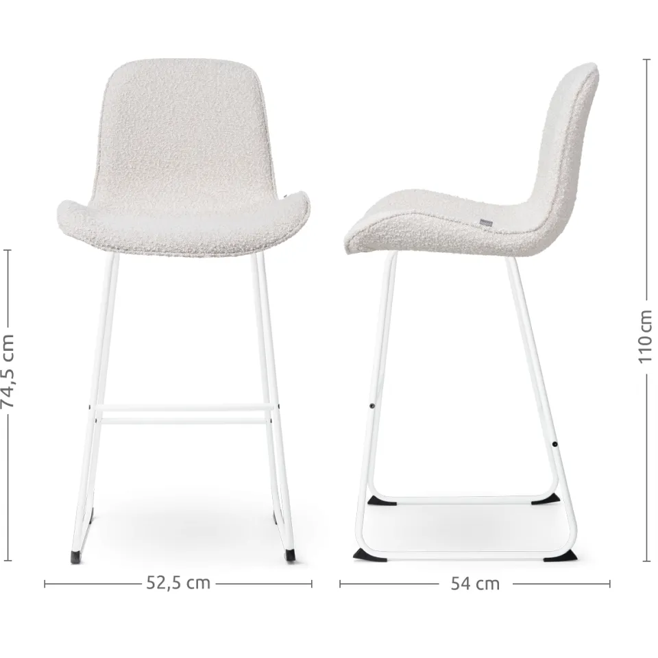 Nolon Nino-Fé barkruk bouclé beige - wit onderstel - 75 cm