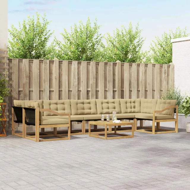 vidaXL Buiten bankenset 8 st 7-zits Wit en Beige