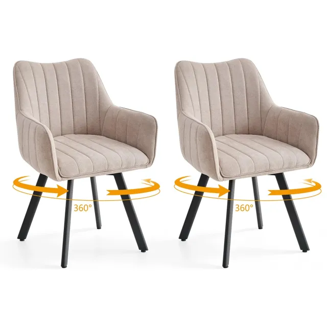 Gudalio Eetkamer Stoelen - Set van 2 - Draaibaar - Linnen - Beige