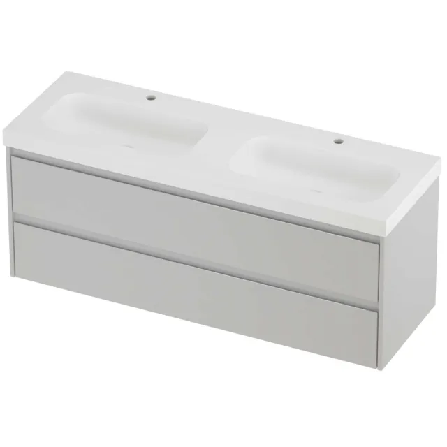 Proline Haga Badmeubelset Polystone Mezza Dubbel 140x46x58 cm Mat White Glans Wit
